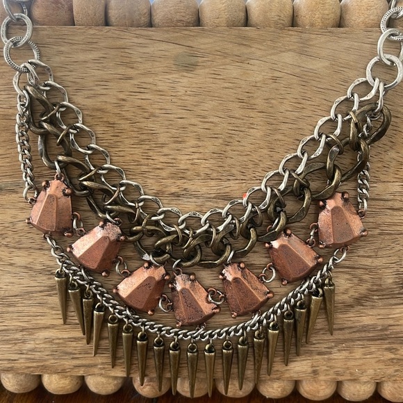 Urban Outfitters chunky linked necklace collar choker spike bib edgy - Picture 12 of 15